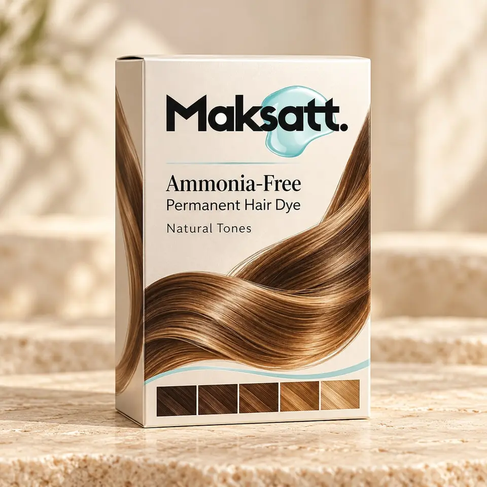 Ammonia-Free Permanent Hair Dye (Natural Tones) — digital packaging concept, view 1 of 3