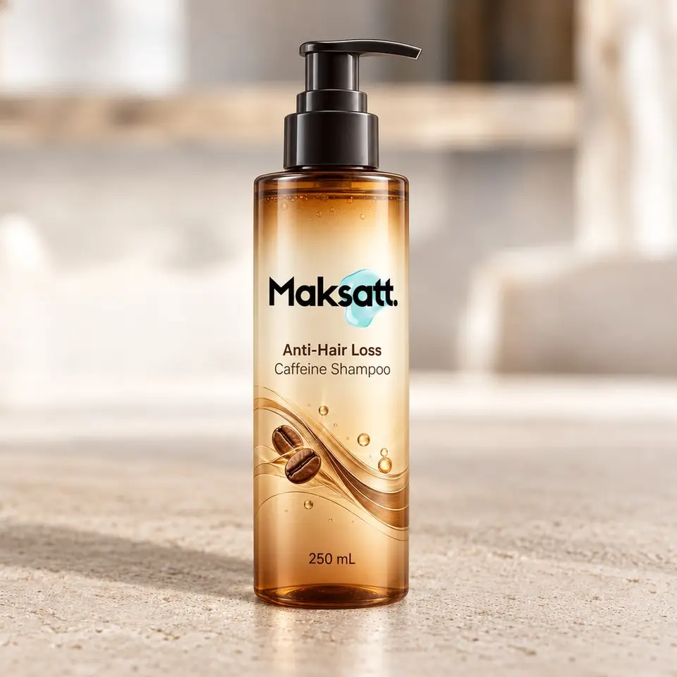 Anti-Hair Loss Caffeine Shampoo — digital packaging concept, view 1 of 3
