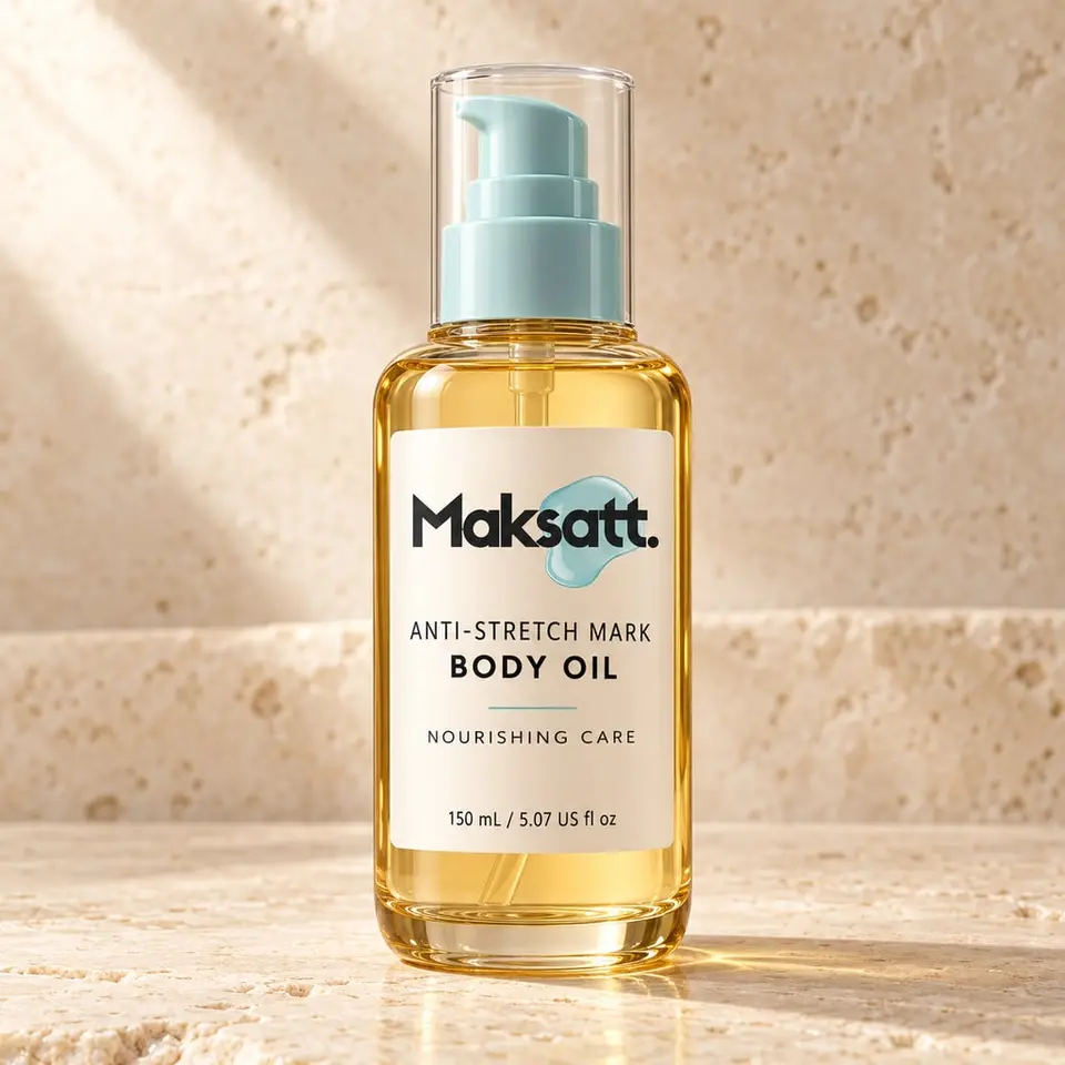 Anti-Stretch Mark Body Oil — digital packaging concept, view 1 of 3