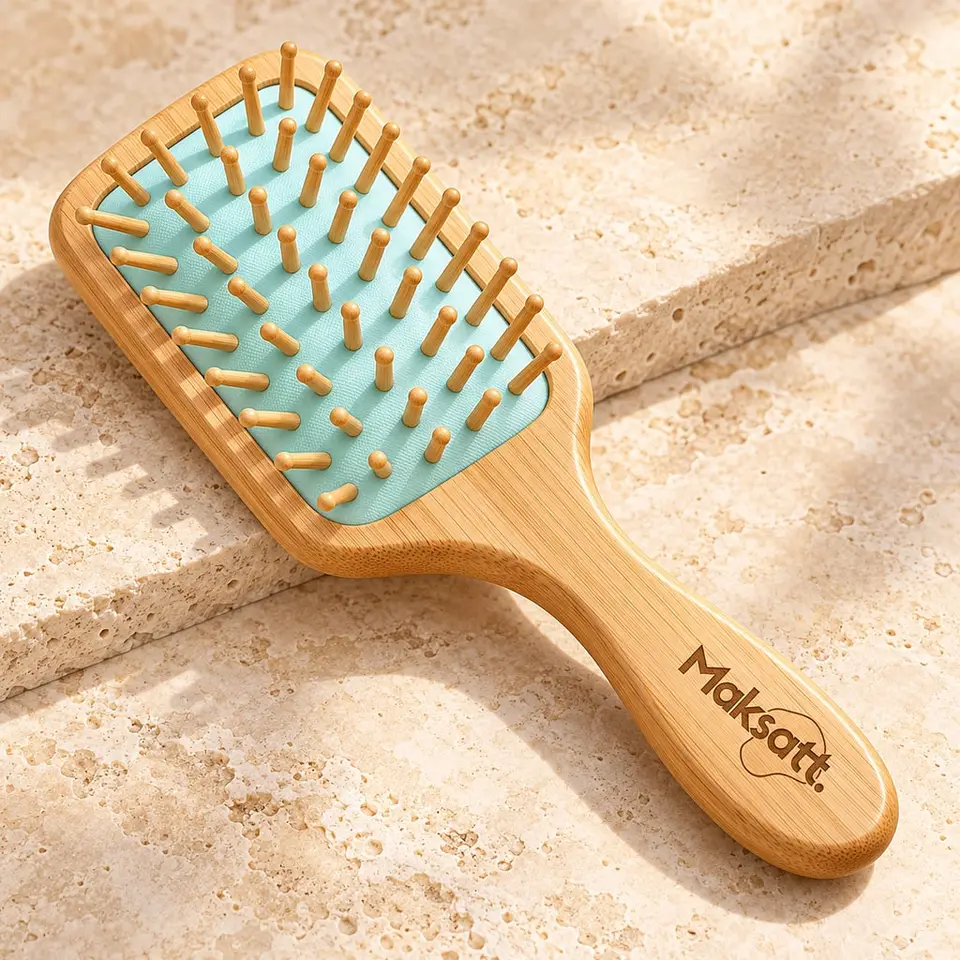 Bamboo Hairbrush (Wide-Tooth) — digital packaging concept, view 1 of 3