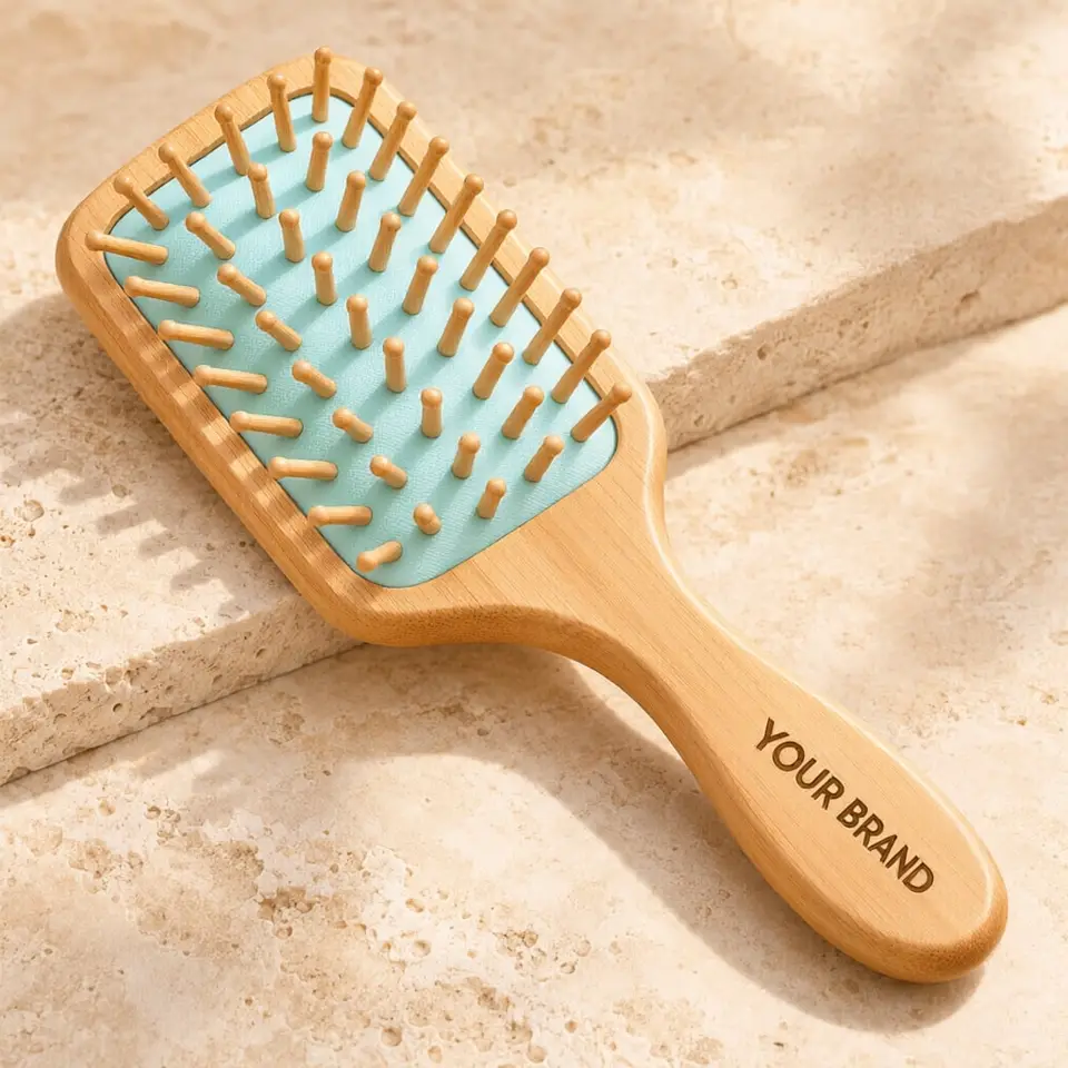 Bamboo Hairbrush (Wide-Tooth) — your brand — private-label concept, view 1 of 3
