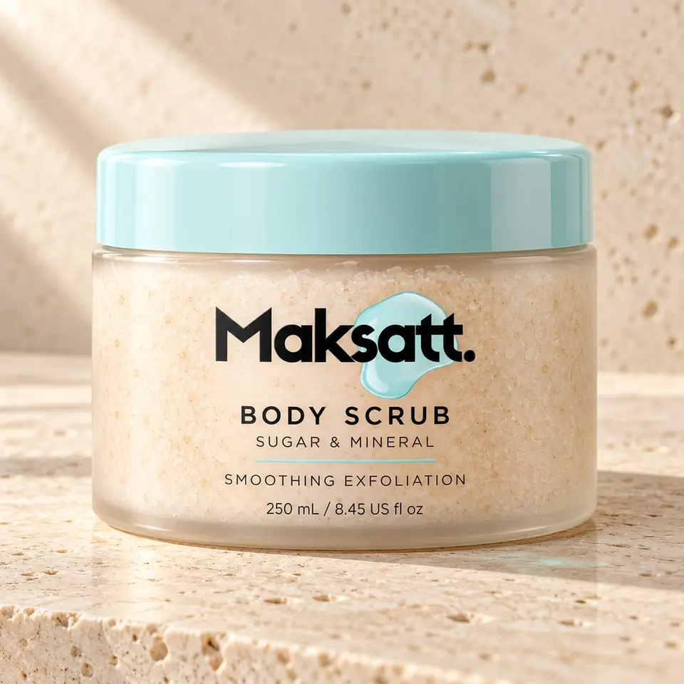 Body Scrub (Sugar or Salt-Based) — digital packaging concept, view 1 of 3