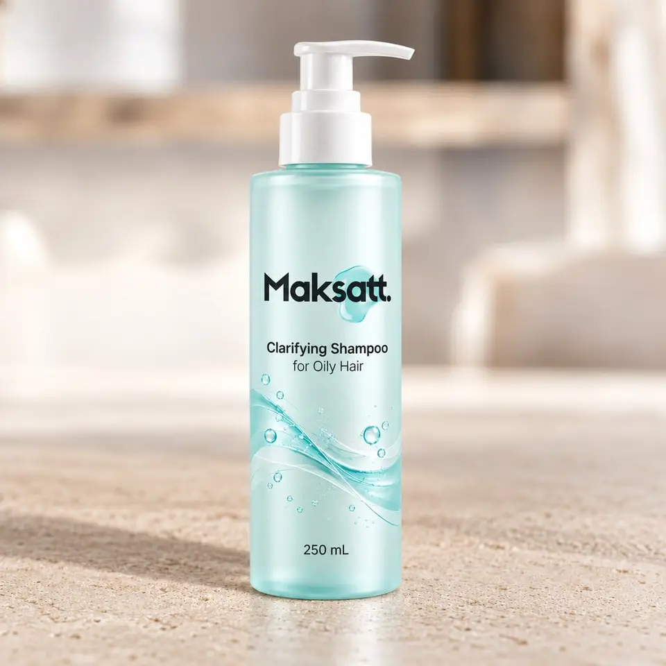 Clarifying Shampoo for Oily Hair — digital packaging concept, view 1 of 3