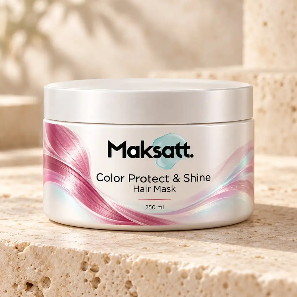 Color Protect and Shine Hair Mask — digital packaging concept, view 1 of 3