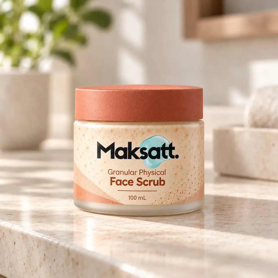 Granular Physical Face Scrub — digital packaging concept, view 1 of 3