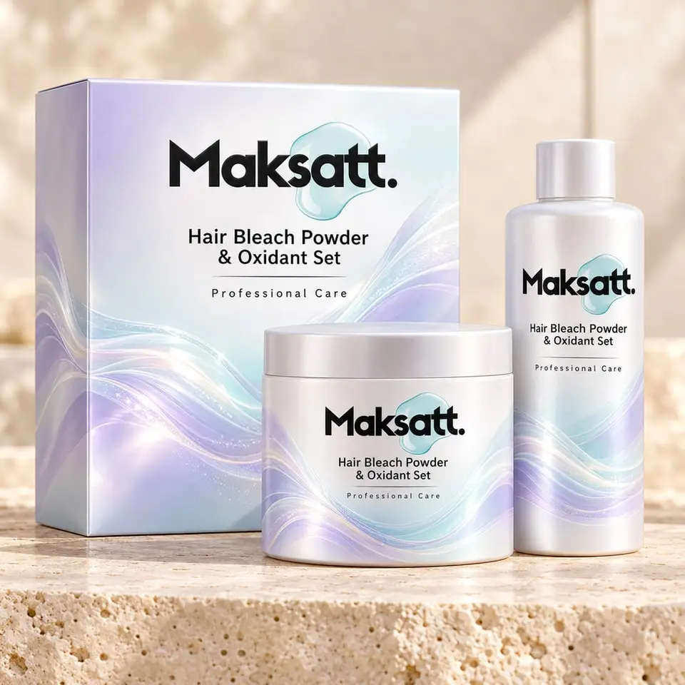 Hair Bleach Powder and Oxidant Set — digital packaging concept, view 1 of 3
