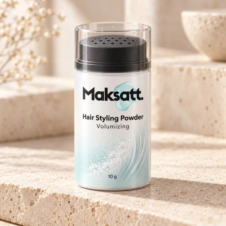 Hair Styling Powder (Volumizing) — digital packaging concept, view 1 of 3