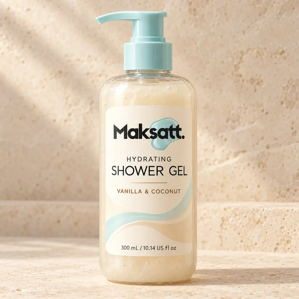 Hydrating Shower Gel (Vanilla and Coconut) — digital packaging concept, view 1 of 3