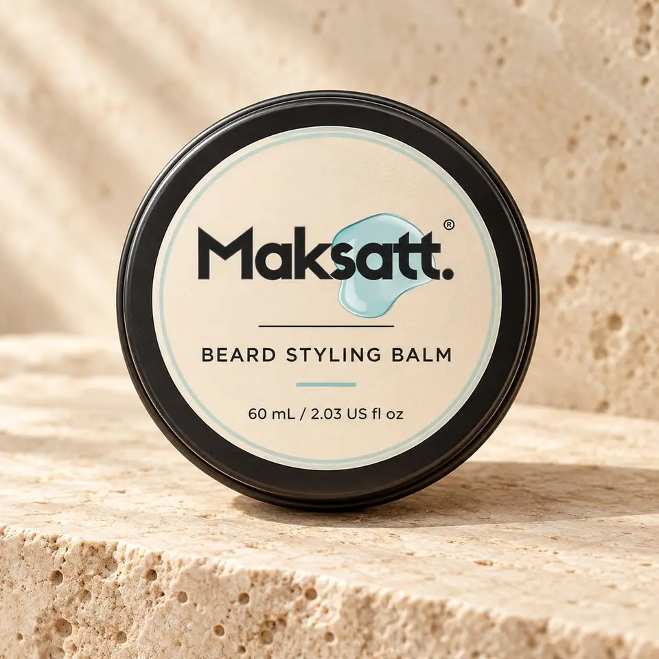 Men's Beard Styling Balm — digital packaging concept, view 1 of 3