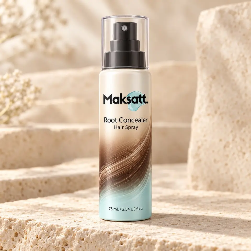 Root Concealer Hair Mascara / Spray — digital packaging concept, view 1 of 3