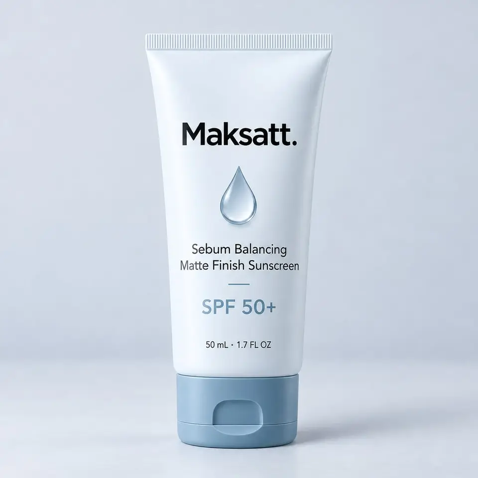 Sebum Balancing Matte Finish Sunscreen — digital packaging concept, view 1 of 3