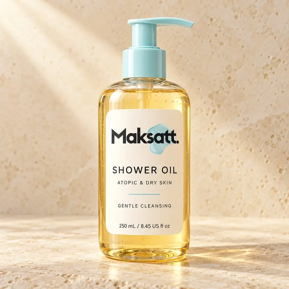 Shower Oil (For Atopic and Dry Skin) — digital packaging concept, view 1 of 3