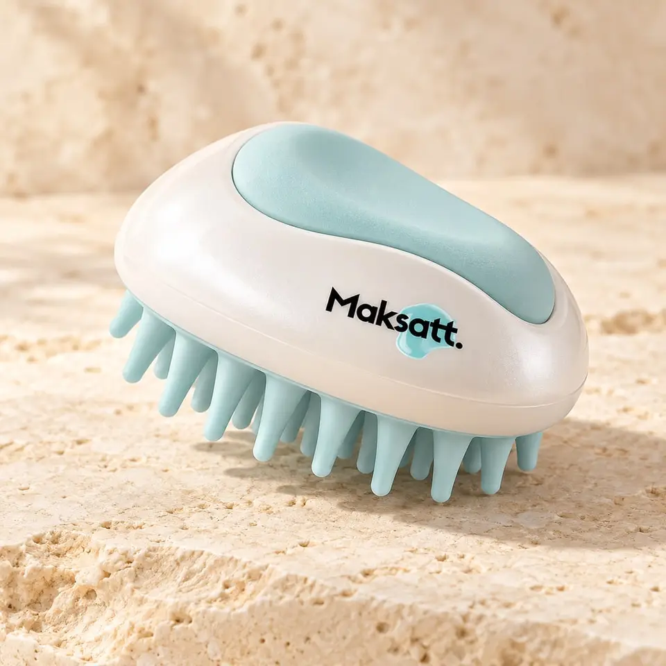 Silicone Scalp Massage Brush — digital packaging concept, view 1 of 3