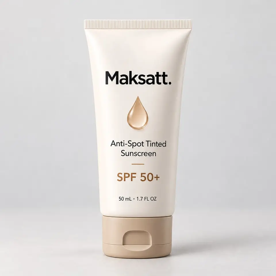 50+ SPF Anti-Spot Tinted Sunscreen — digital packaging concept, view 1 of 3
