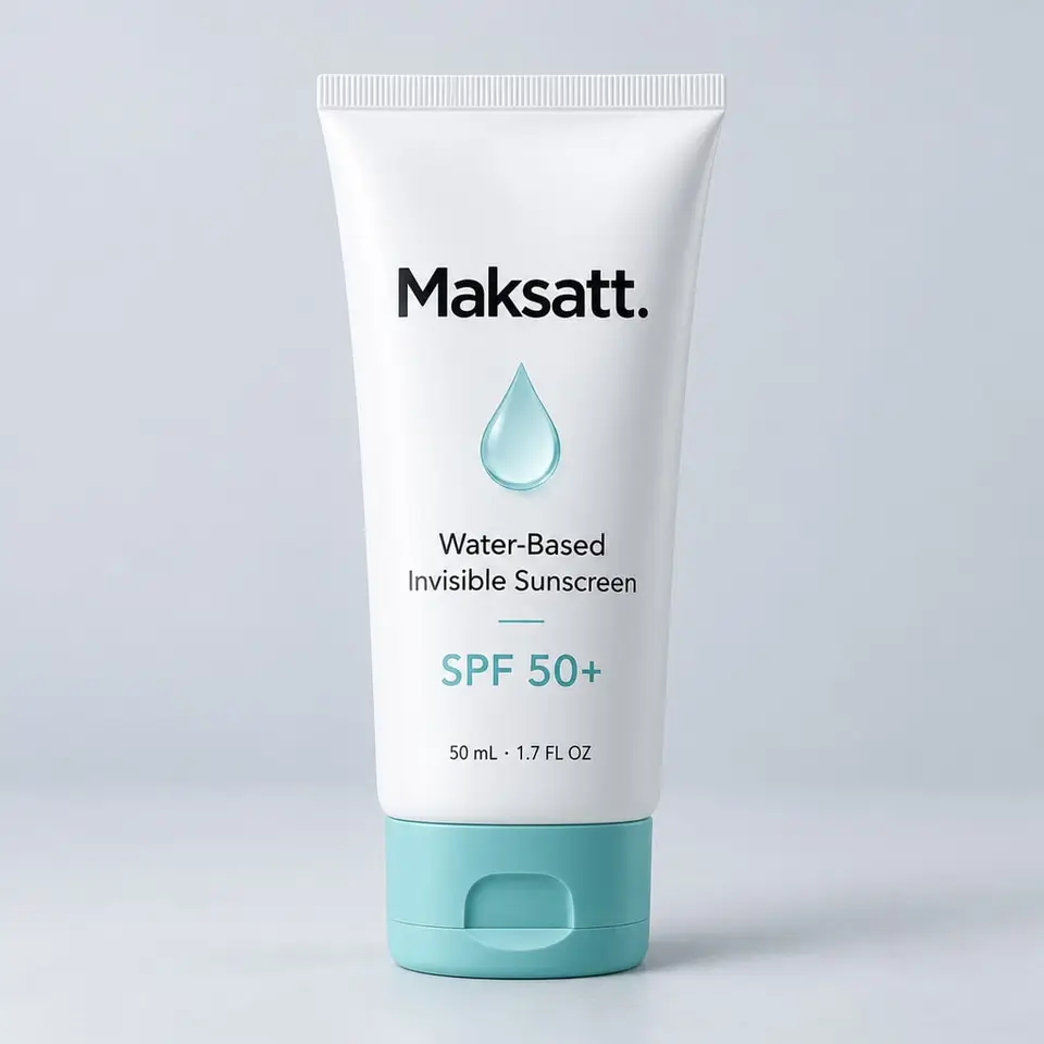 50+ SPF Water-Based Invisible Sunscreen — digital packaging concept, view 1 of 3