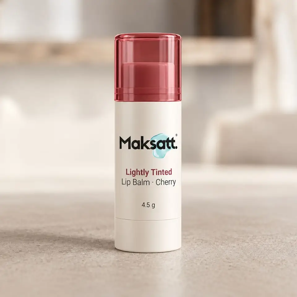 Lightly Tinted Lip Balm (Cherry) — digital packaging concept, view 1 of 3