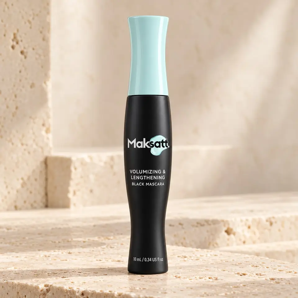 Volumizing and Lengthening Black Mascara — digital packaging concept, view 1 of 3