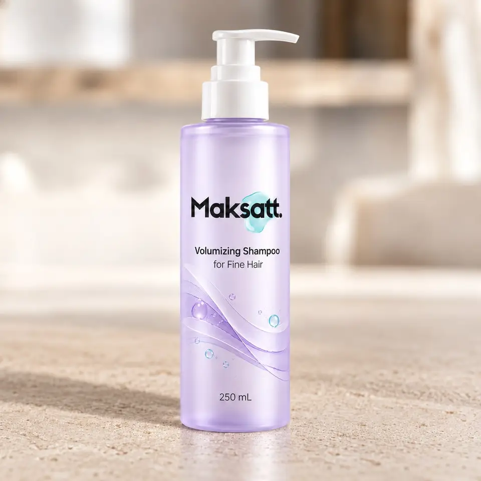 Volumizing Shampoo for Fine Hair — digital packaging concept, view 1 of 3